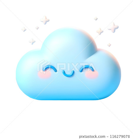 3d cute cloud with stars  116279078