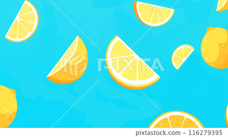 Hand drawn cartoon summer lemon colorful fruits flat illustration background Hand drawn cartoon summer lemon colorful fruits flat illustration background 116279395