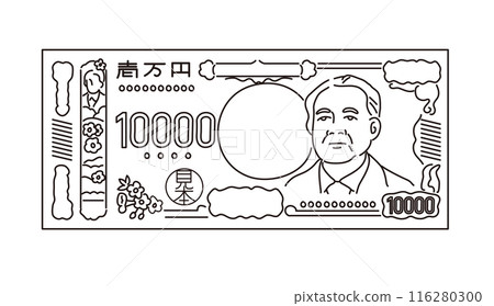 Line drawing illustration of the new 2024 banknote 116280300