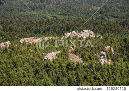 Scenic landscape of northern Czech republic, view from the peak of Jested mountain near Liberec 116280516
