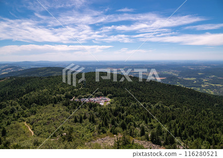 Scenic landscape of northern Czech republic, view from the peak of Jested mountain near Liberec 116280521