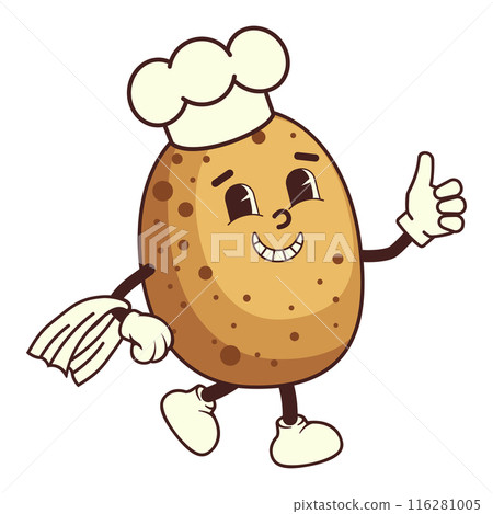 Cartoon potato chef with thumbs up 116281005