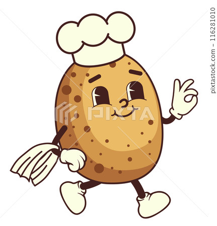 Cartoon potato chef with Ok gesture 116281010