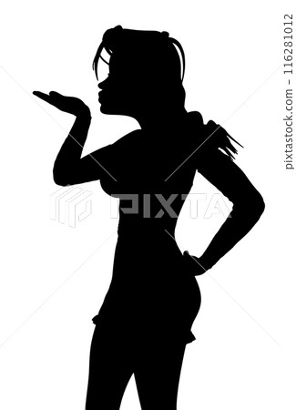 Cartoon girl blow a kiss silhouette 116281012