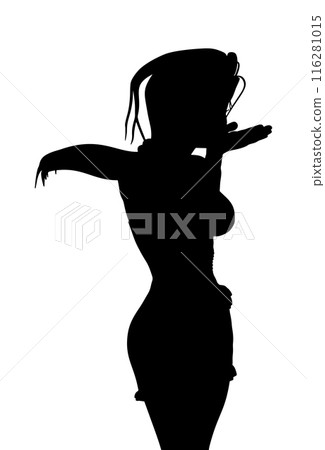 Cartoon girl blow a kiss silhouette 116281015