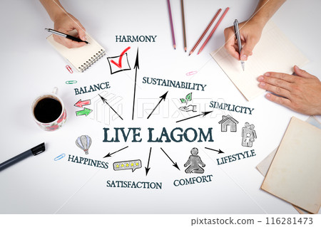 Live Lagom Concept. The meeting at the white office table 116281473
