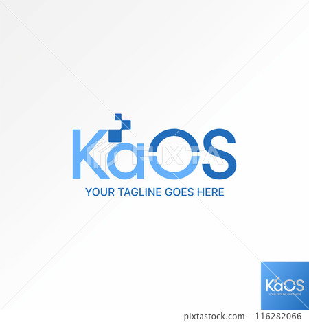 Logo design graphic concept creative premium vector stock initial K or Kaos cut font connect with square tech. Related to monogram typography branding 116282066