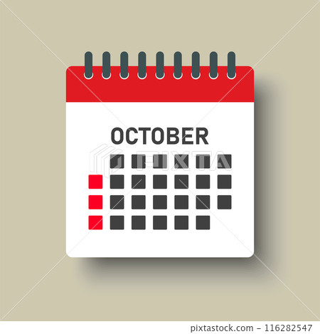 Vector template icon page calendar, month October 116282547