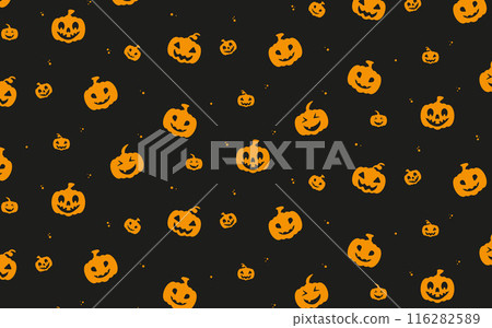 Halloween pattern with pumpkins. Banner. Vector 116282589