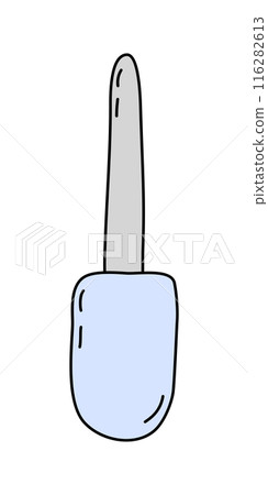 Kitchen silicone spatula, doodle style kitchen utensil for menu and recipes, vector 116282613