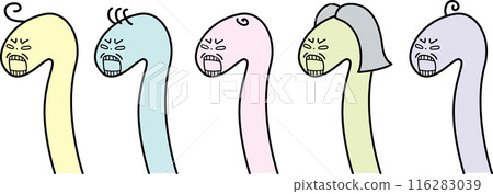 Set of illustrations of angry snakes baring their teeth Set of illustrations of angry snakes baring their teeth 116283039