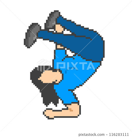 女子霹靂舞_像素藝術(藍色衣服) 女子霹靂舞_像素藝術(藍色衣服) 116283111