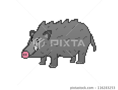 野豬_像素藝術（黑色） 116283253