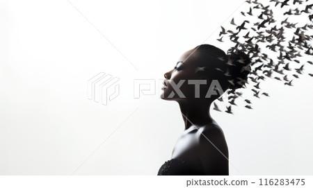 birds dispersing from head, concept of mental health birds dispersing from head, concept of mental health 116283475