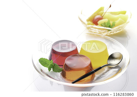 Three colorful fruit jellies (strawberry, orange, grape) Three colorful fruit jellies (strawberry, orange, grape) 116283860