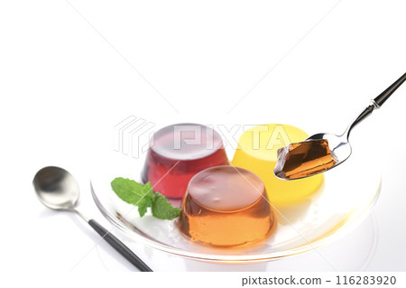 Three colorful fruit jellies (strawberry, orange, grape) 116283920