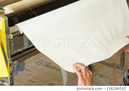 A craftsman preparing wallpaper for a house 116284585
