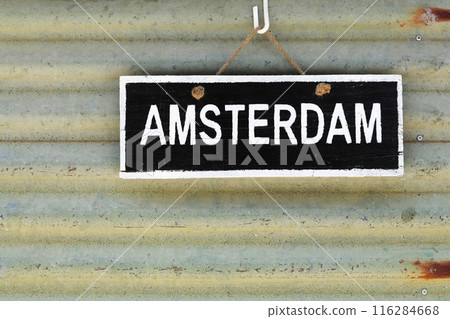 Amsterdam sign on a wall 116284668
