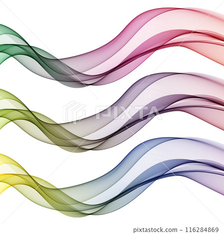 Set of colored waves. Abstract wave patterns. Layout for advertising. Presentation template. Decor element for a magazine, brochure, notebook, cover and more. eps 10 116284869