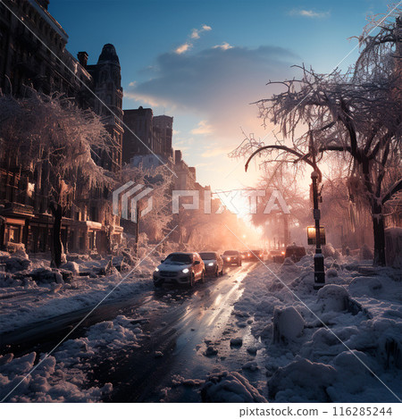 Winter city New York, New Year USA, Christmas holidays - AI generated image 116285244
