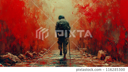 War, wounded soldiers, disabled male soldier - AI generated image War, wounded soldiers, disabled male soldier - AI generated image 116285300