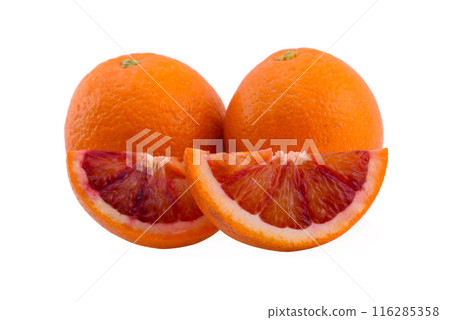 Blood orange fruit isolated on white background 116285358