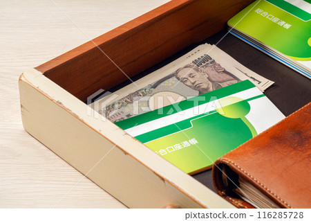 Deposit passbook and cash 116285728