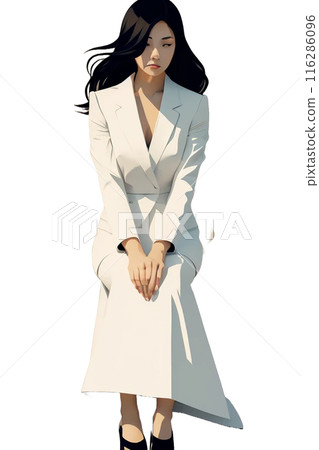 穿著西裝的憤怒的年輕女子 116286096