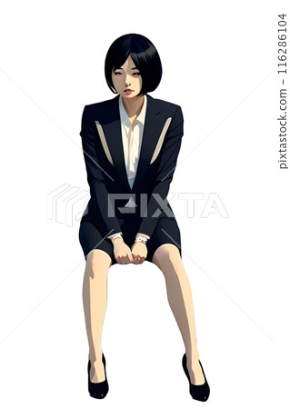 穿著西裝的憤怒的年輕女子 穿著西裝的憤怒的年輕女子 116286104