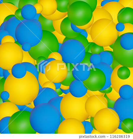 Yellow, blue, green balls. Bright colorful background. Background. Banner. Advertising. eps 10 116286319