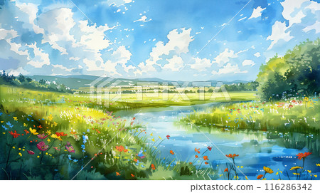 水彩畫的自然風景 116286342