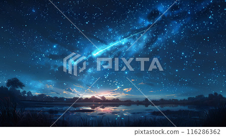 Digital art of shooting stars in the night sky 116286362