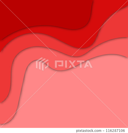 Cut paper background. Abstract realistic paper decoration for design with cardboard texture of wavy red layers. eps 10 116287106