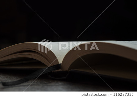 open book close up with bookmark. High quality photo 116287335