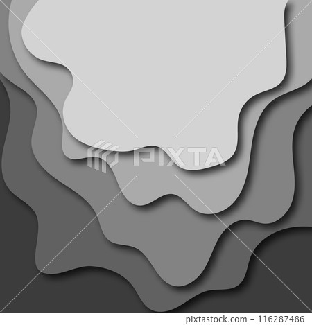 Gray background wave paper art design. Paper cut vector illustration. Eps10 116287486