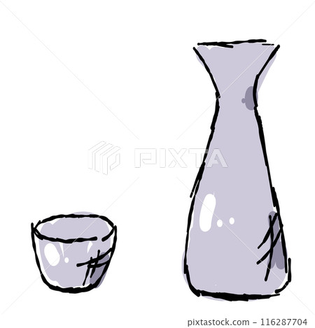 Ochoko 和 Tokkuri 看月亮的手繪插圖 Ochoko 和 Tokkuri 看月亮的手繪插圖 116287704