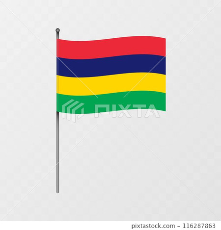 Mauritius flag on flagpole. Vector illustration. Mauritius flag on flagpole. Vector illustration. 116287863