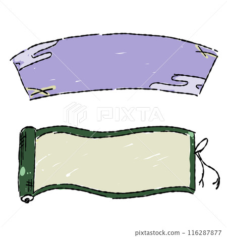 日本圖案和捲動框架手繪插圖 116287877