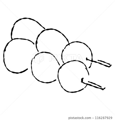Hand-drawn line drawing illustration of two dumplings watching the moon Hand-drawn line drawing illustration of two dumplings watching the moon 116287929
