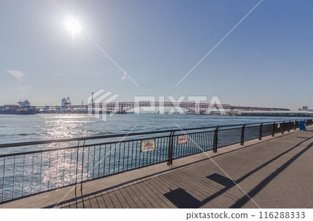 Hanshin Expressway Minato Bridge seen from Tsuruhama Green Space 116288333