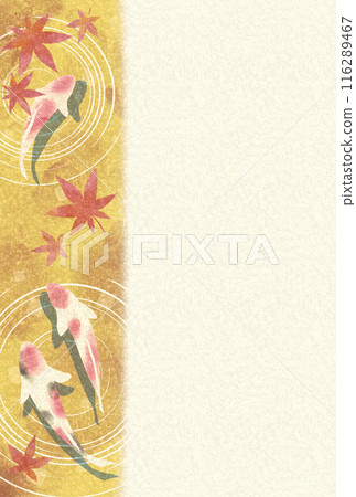 秋天的錦鯉和楓葉畫框/背景素材1（明信片尺寸） 116289467