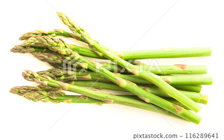 Green asparagus on white background Green asparagus on white background 116289641