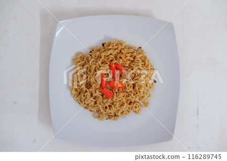 fried noodles on a plate fried noodles on a plate 116289745