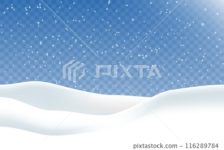 Snow realistic landscape background with snowfall and snowflakes. Vector Snow realistic landscape background with snowfall and snowflakes. Vector 116289784