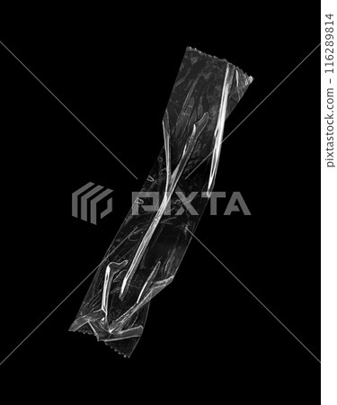 adhesive plastic tape isolated on black background adhesive plastic tape isolated on black background 116289814
