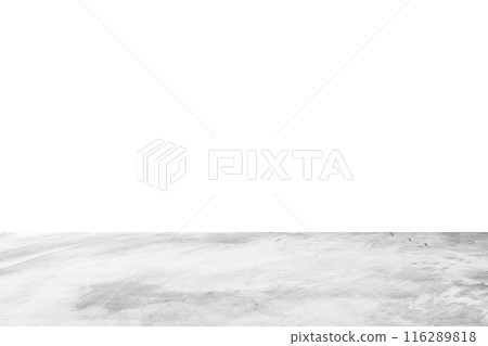 Empty gray concrete floor isolated on white background Empty gray concrete floor isolated on white background 116289818