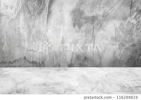Empty gray concrete floor studio room background Empty gray concrete floor studio room background 116289819