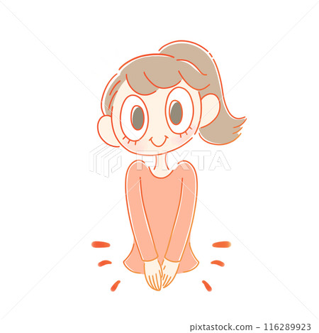 Woman with hands together in front of her Woman with hands together in front of her 116289923