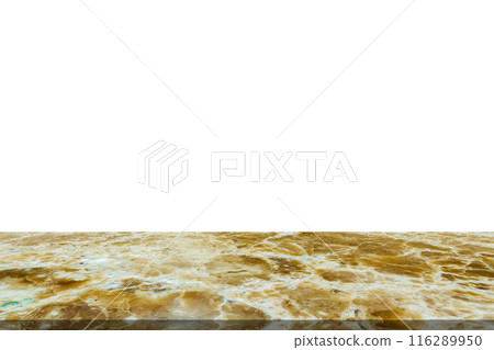 Brown marble stone table top isolated on white background for product display 116289950