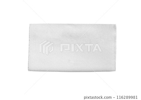 White blank clothing tag label isolated on white background 116289981